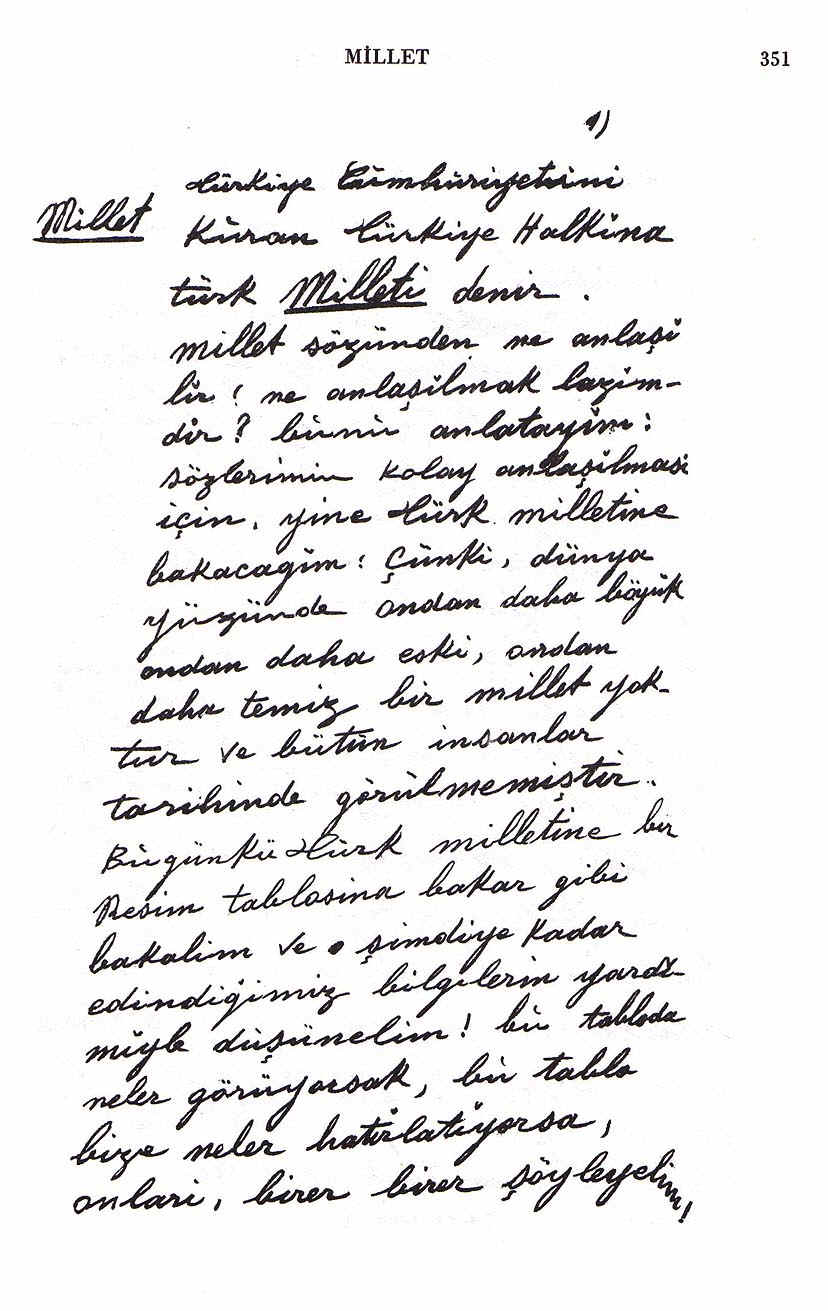 Atatrk'n kendi elyazsndan notlar - Medeni Bilgiler Sf 351