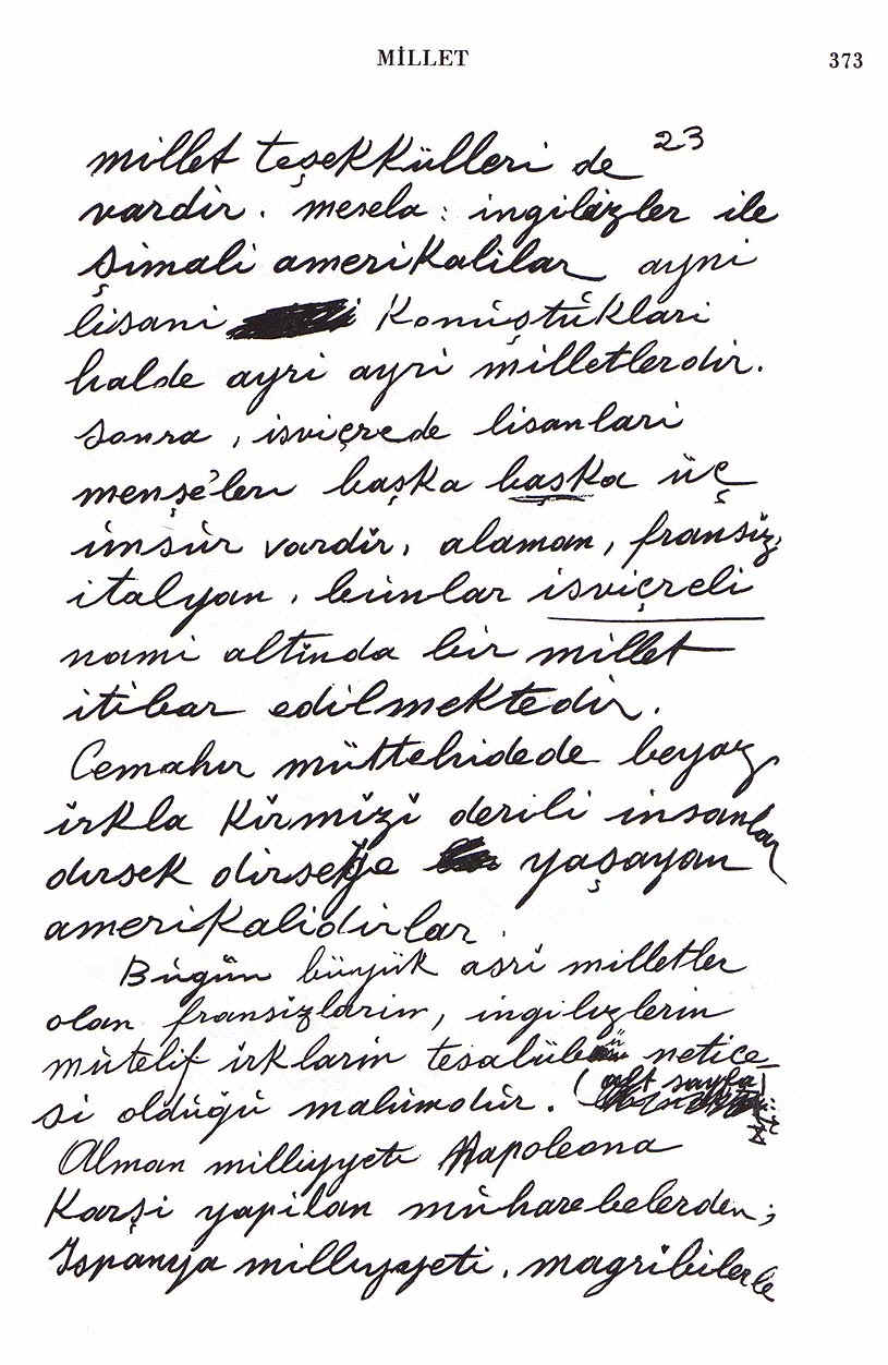 Atatrk'n kendi elyazsndan notlar - Medeni Bilgiler Sf 373