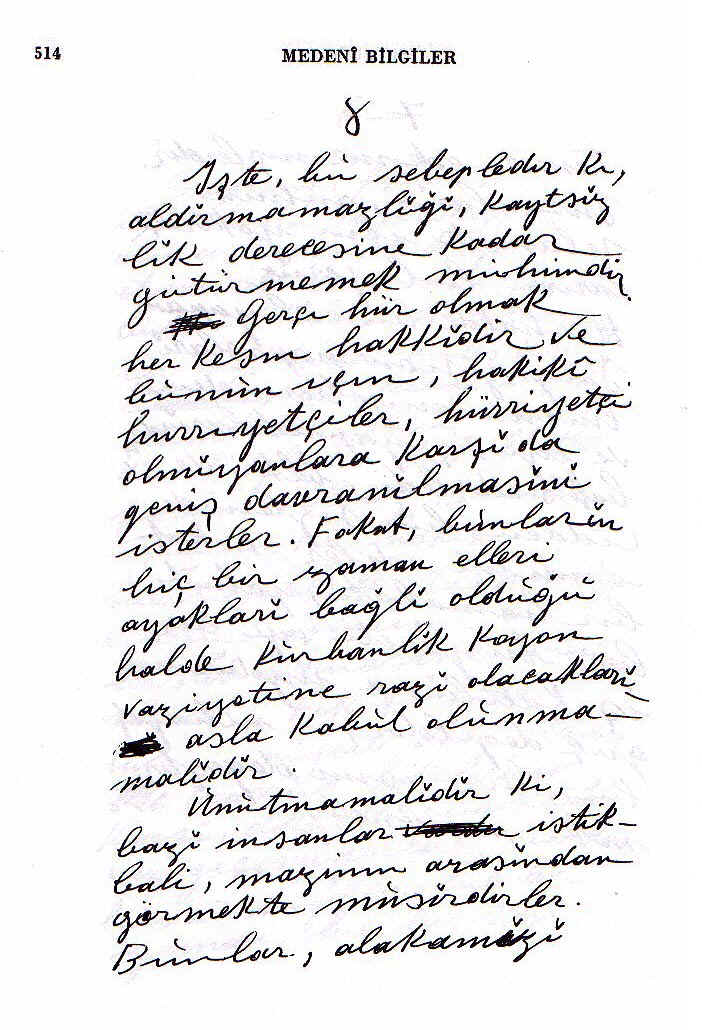 Atatrk'n kendi elyazsndan notlar - Medeni Bilgiler Sf 514
